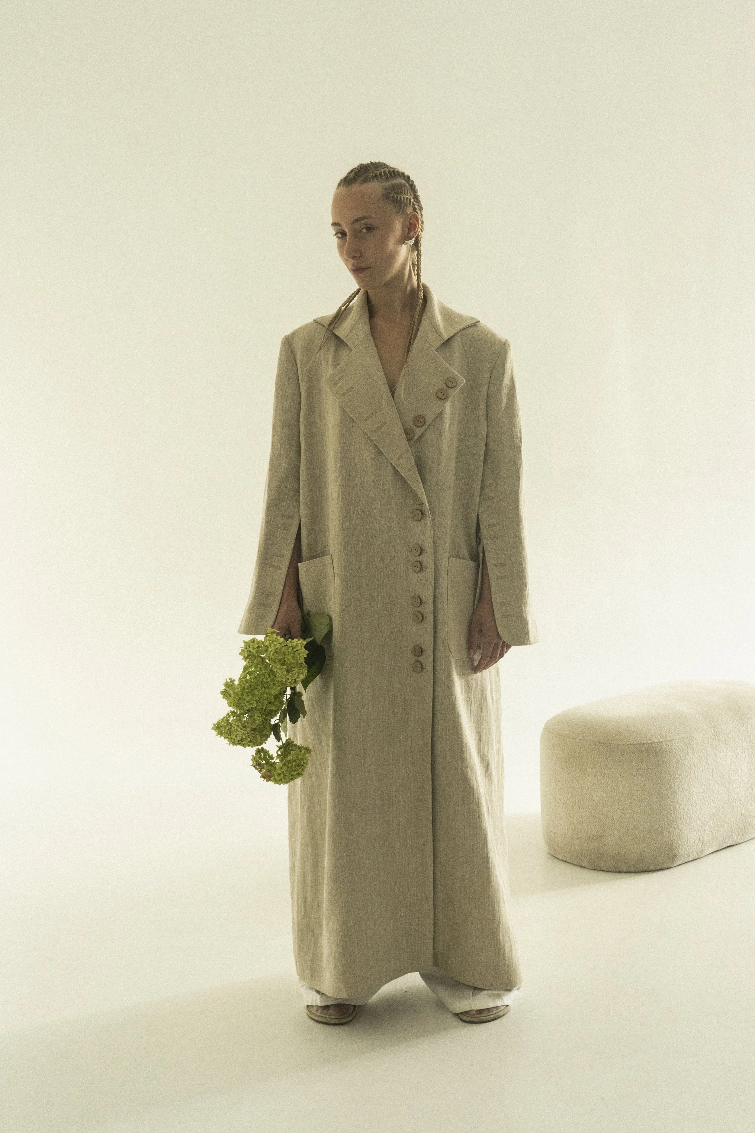 KHEMELNYSKE SHOSSE long hemp linen Coat — K M by L A N G E